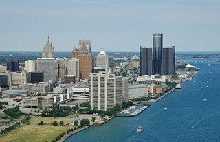 aerial view of Detroit