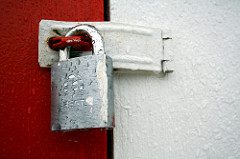 door locked with padlock